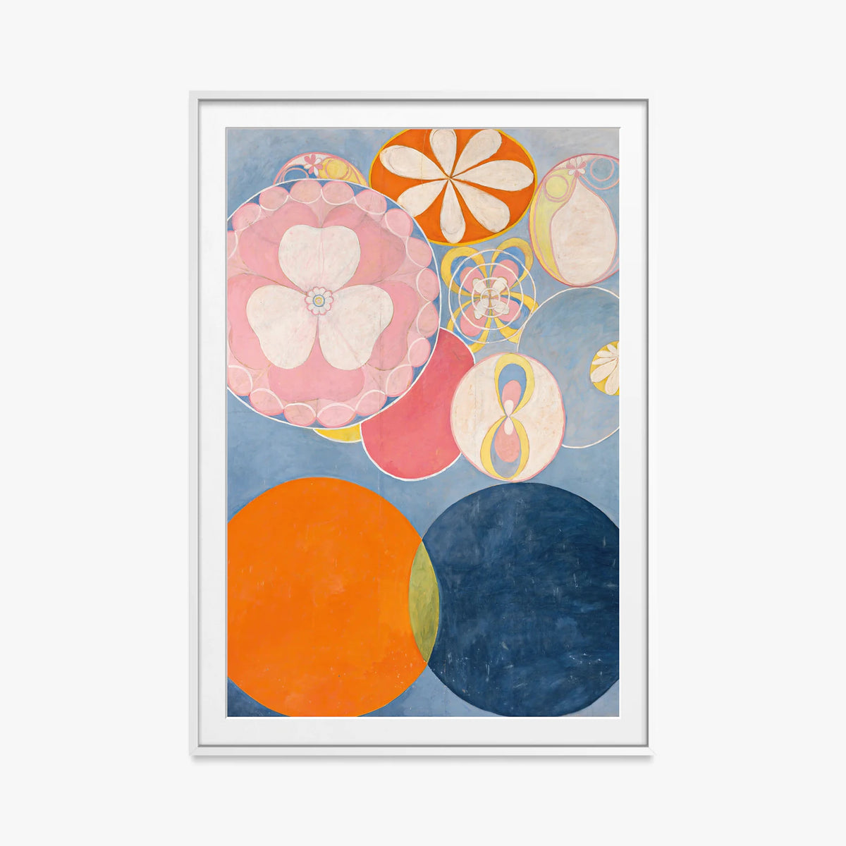 I Dieci Più Grandi, n. 2, Infanzia - Hilma af Klint, opera di Hilma af Klint (Astrattismo), stampa con passepartout e cornice bianca, 80x115cm
