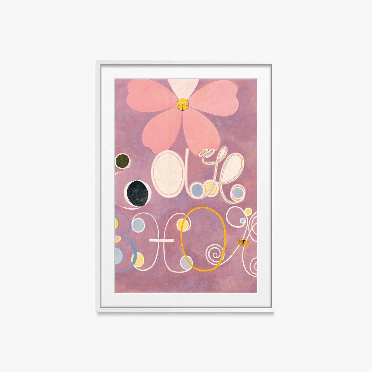 I Dieci Più Grandi, n. 5, Età Adulta - Hilma af Klint, opera di Hilma af Klint (Astrattismo), stampa con passepartout e cornice bianca, 60x85cm