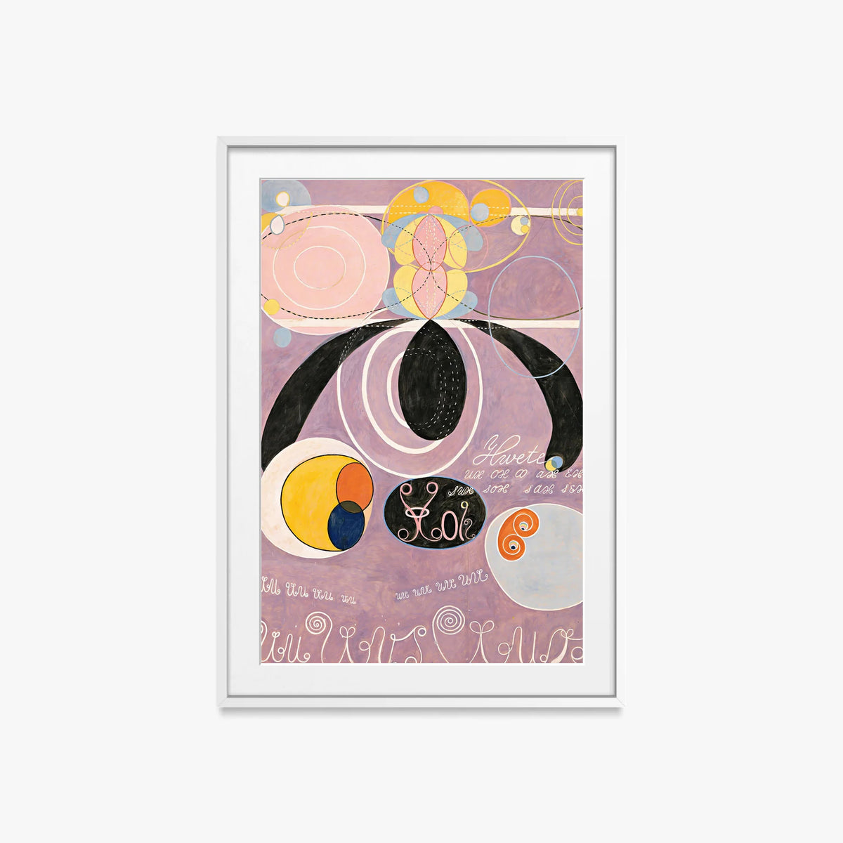 I Dieci Più Grandi, n. 6, Età Adulta - Hilma af Klint, opera di Hilma af Klint (Astrattismo), stampa con passepartout e cornice bianca, 60x85cm