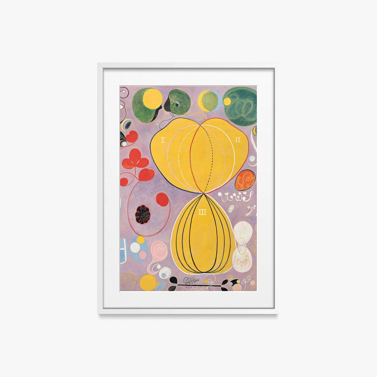 I Dieci Più Grandi, n. 7, Età Adulta - Hilma af Klint, opera di Hilma af Klint (Astrattismo), stampa con passepartout e cornice bianca, 50x70cm