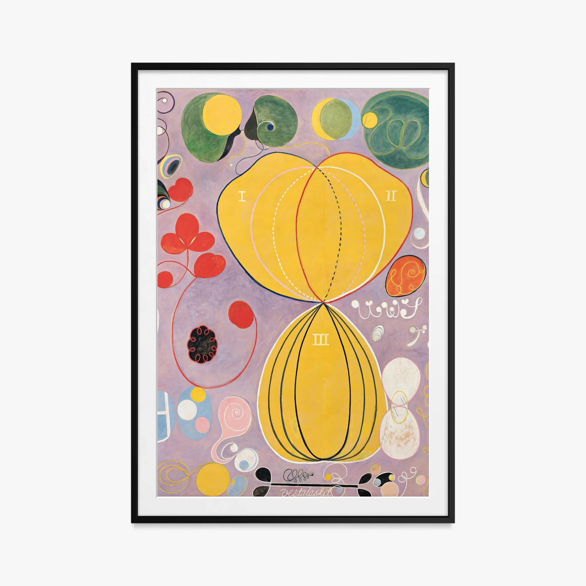 I Dieci Più Grandi, n. 7, Età Adulta - Hilma af Klint, opera di Hilma af Klint (Astrattismo), stampa con passepartout e cornice nera, 80x115cm