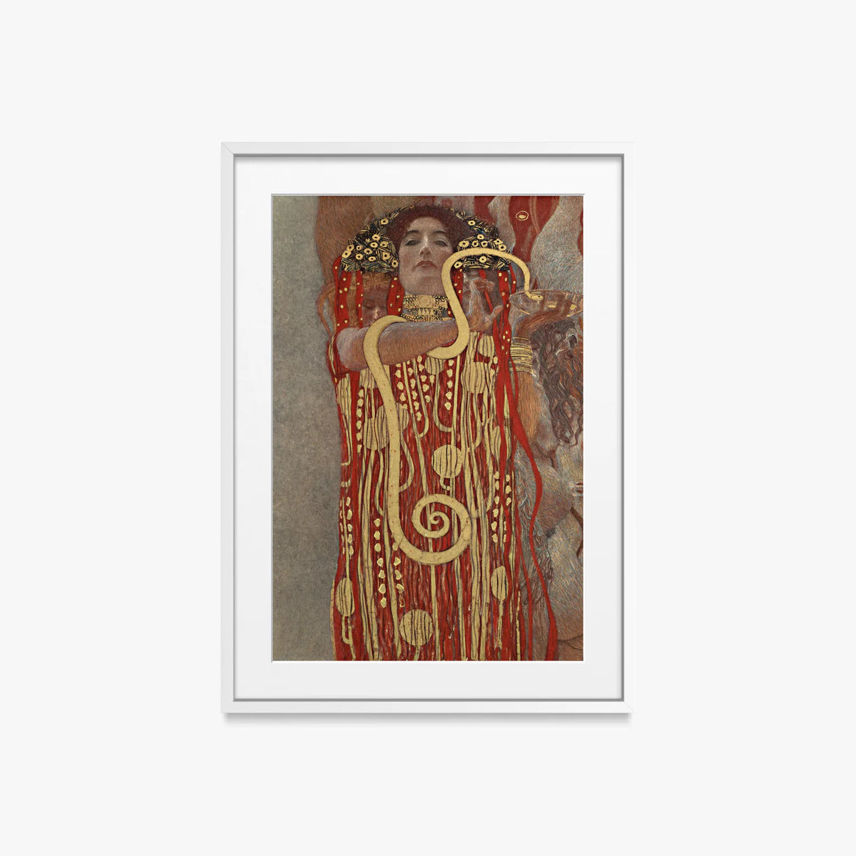 Igea - Gustav Klimt, opera di Gustav Klimt (Secessione Viennese), stampa con passepartout e cornice bianca, 50x70cm