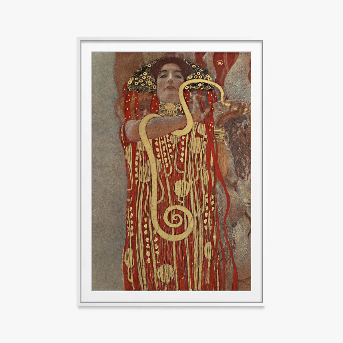 Igea - Gustav Klimt, opera di Gustav Klimt (Secessione Viennese), stampa con passepartout e cornice bianca, 80x115cm