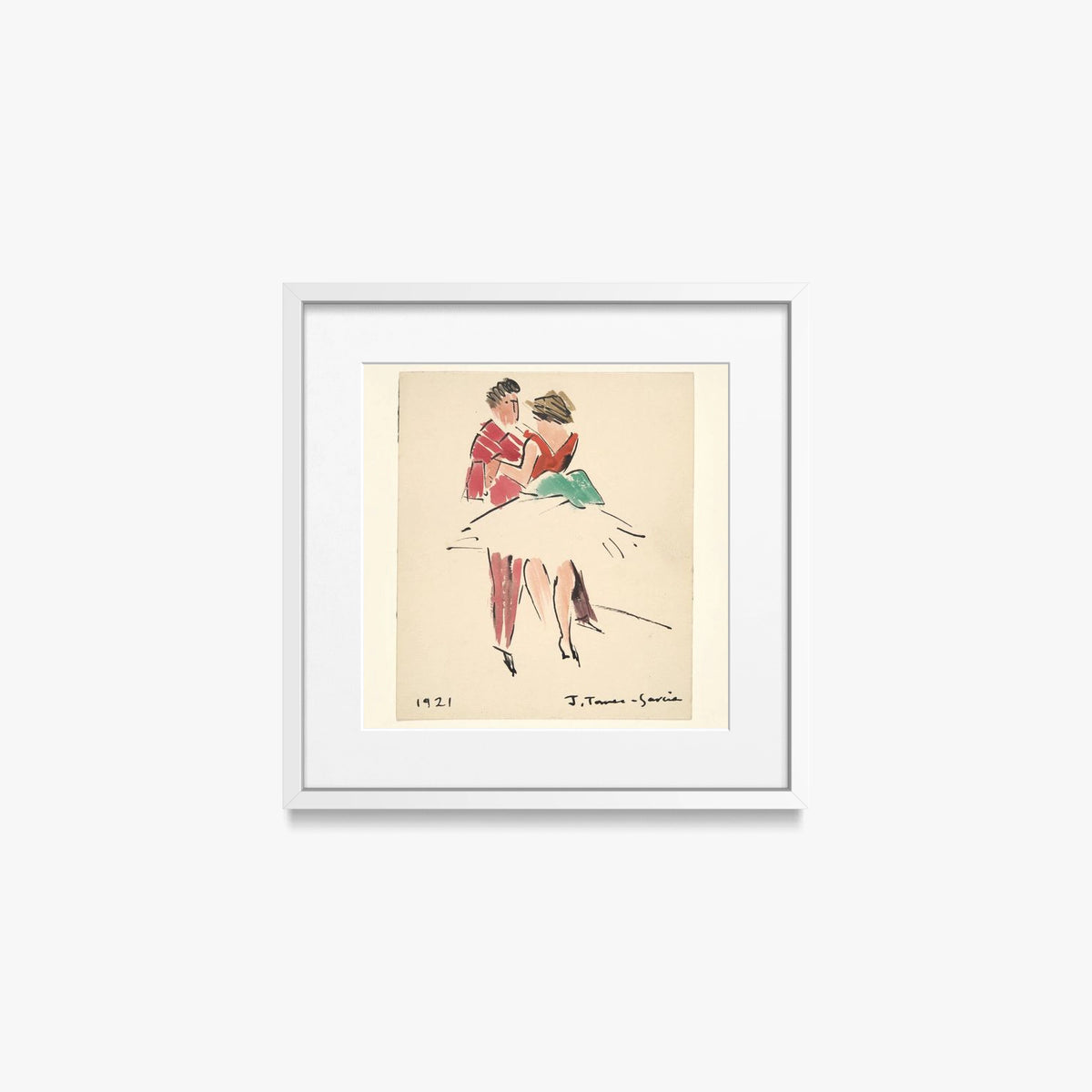 Il Ballo degli Artisti - Joaquín Torres García, opera di Joaquín Torres García (Costruttivismo), stampa con passepartout e cornice bianca, 40x40cm