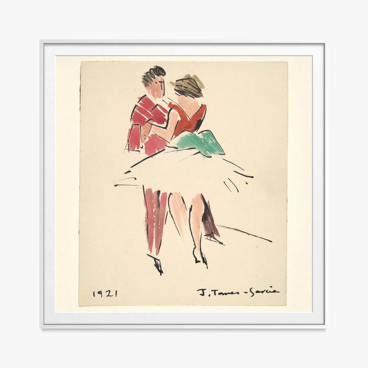 Il Ballo degli Artisti - Joaquín Torres García, opera di Joaquín Torres García (Costruttivismo), stampa con passepartout e cornice bianca, 80x80cm