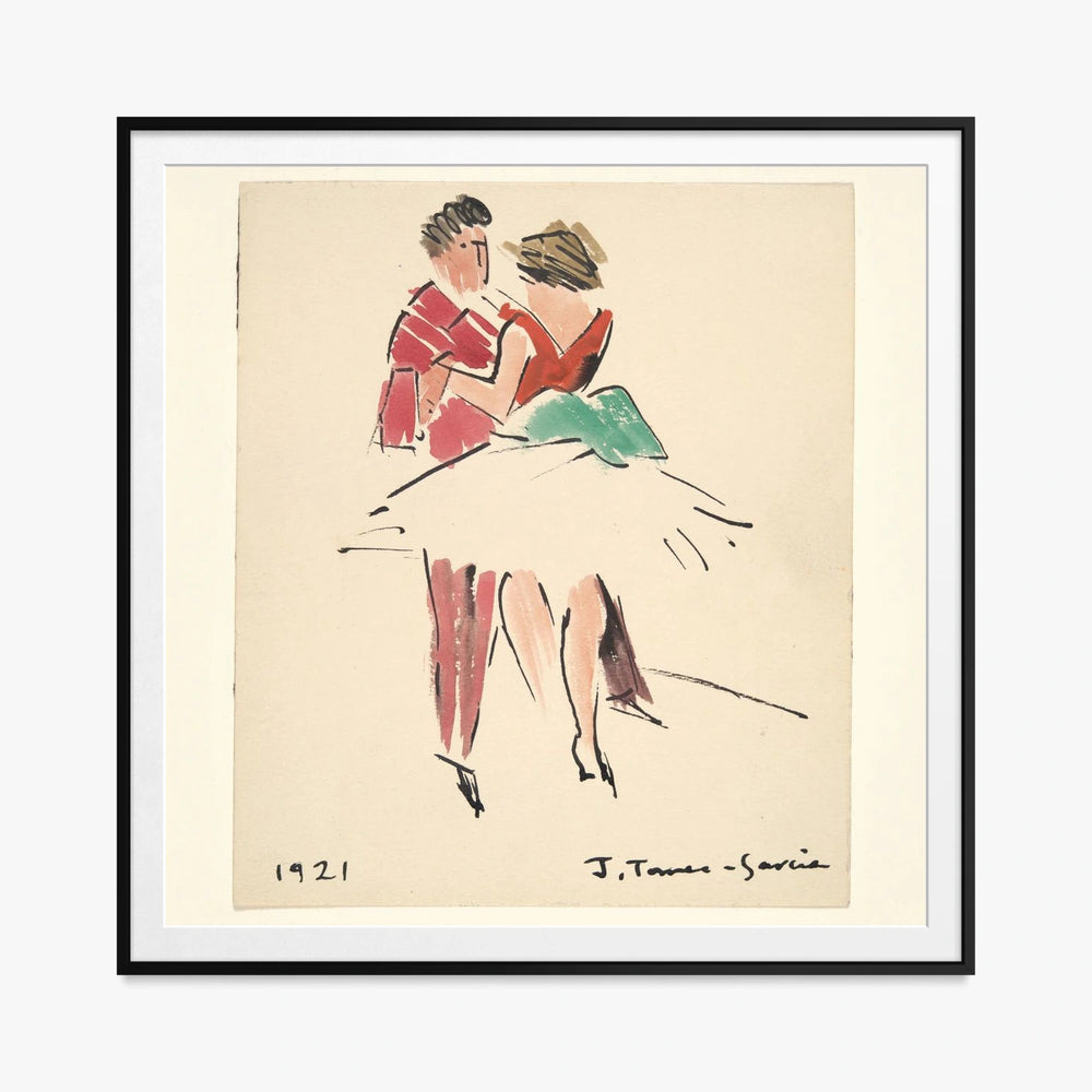 Il Ballo degli Artisti - Joaquín Torres García, opera di Joaquín Torres García (Costruttivismo), stampa con passepartout e cornice nera, 80x80cm