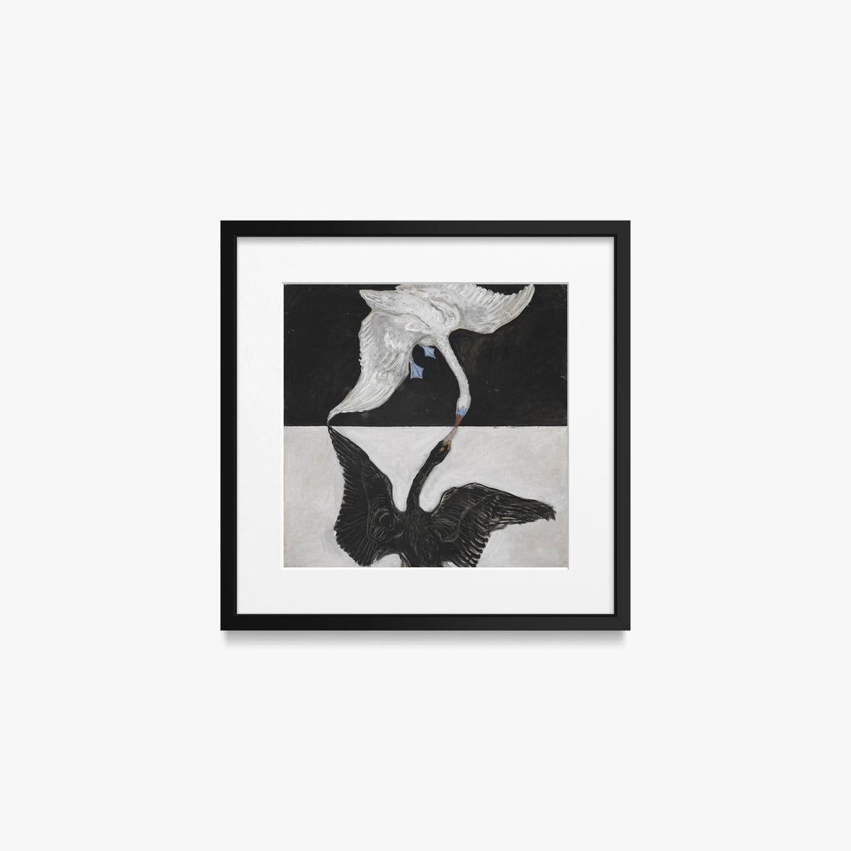 Il Cigno, n. 1 - Hilma af Klint, opera di Hilma af Klint (Astrattismo), stampa con passepartout e cornice nera, 40x40cm