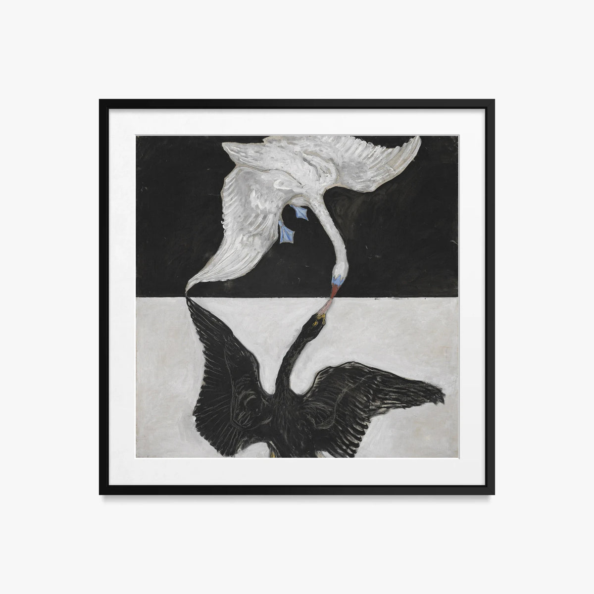 Il Cigno, n. 1 - Hilma af Klint, opera di Hilma af Klint (Astrattismo), stampa con passepartout e cornice nera, 50x50cm