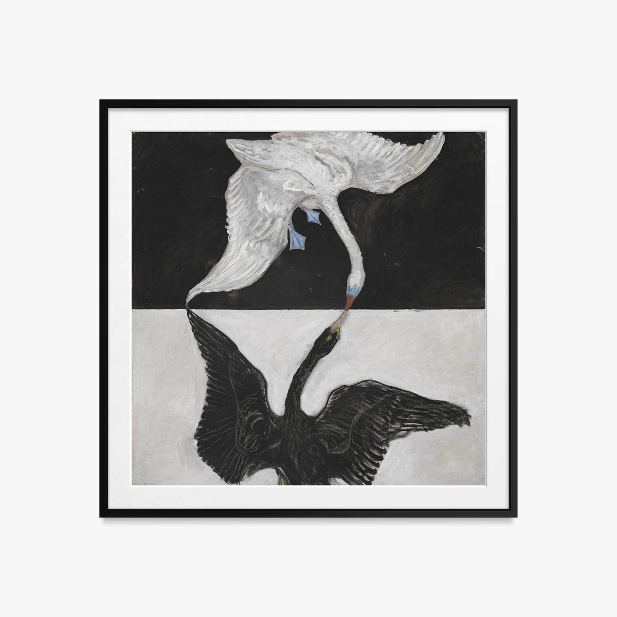 Il Cigno, n. 1 - Hilma af Klint, opera di Hilma af Klint (Astrattismo), stampa con passepartout e cornice nera, 60x60cm
