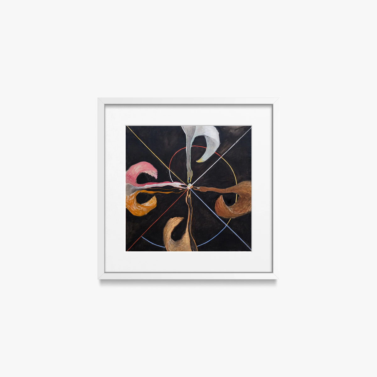 Il Cigno, n. 7 - Hilma af Klint, opera di Hilma af Klint (Astrattismo), stampa con passepartout e cornice bianca, 40x40cm