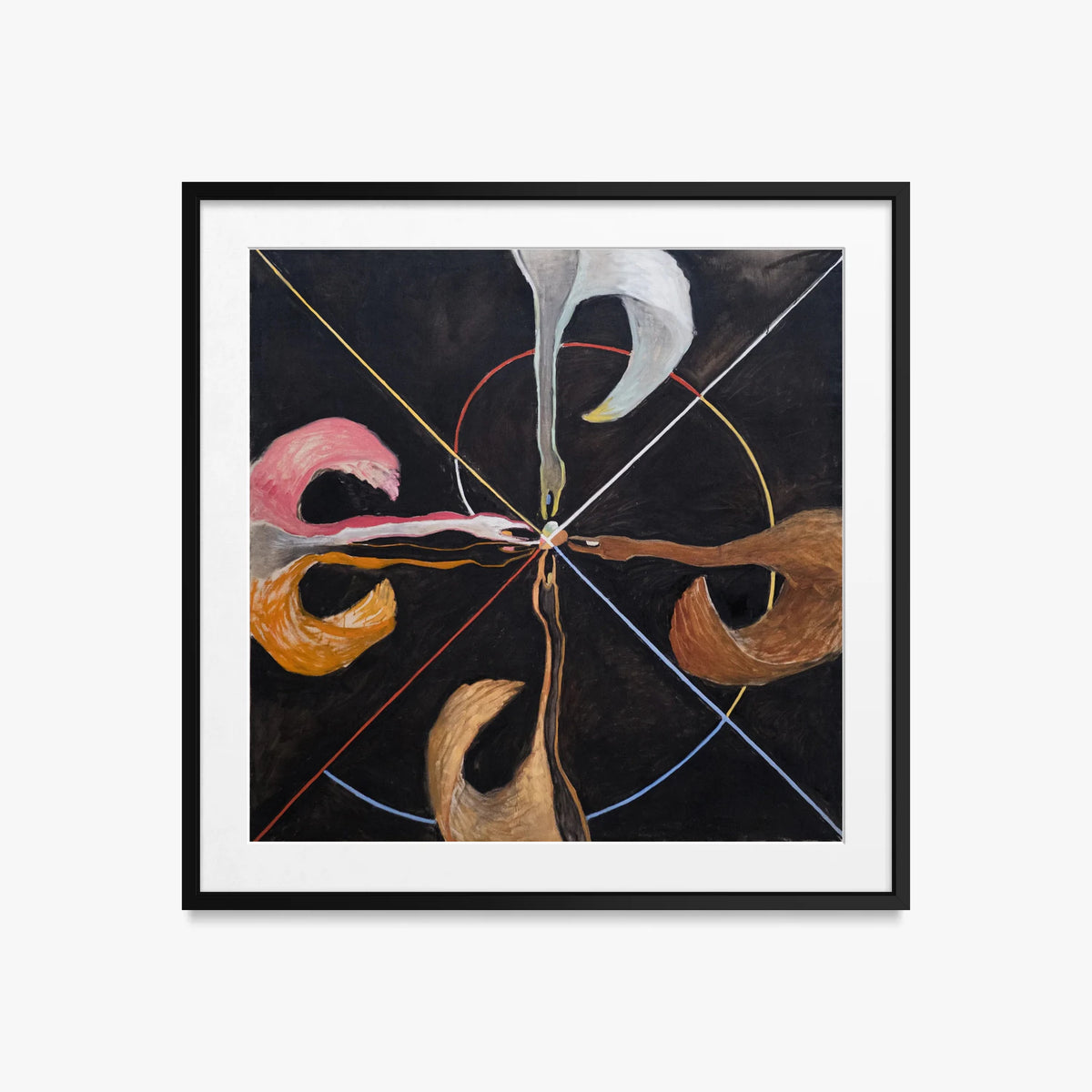 Il Cigno, n. 7 - Hilma af Klint, opera di Hilma af Klint (Astrattismo), stampa con passepartout e cornice nera, 50x50cm