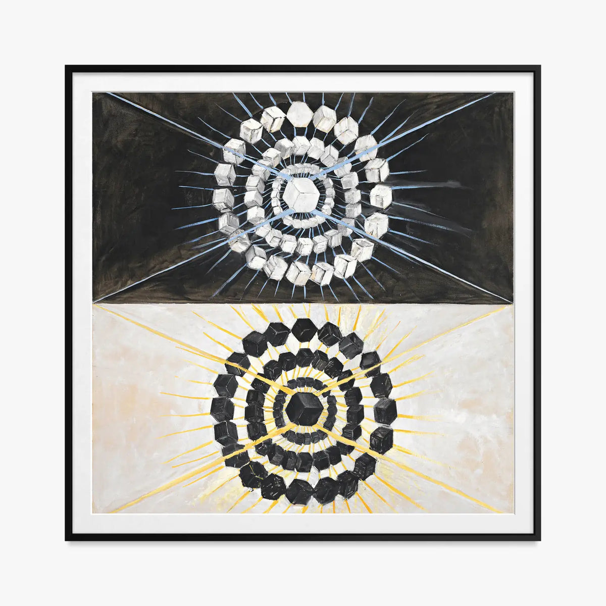 Il Cigno, n. 8 - Hilma af Klint, opera di Hilma af Klint (Astrattismo), stampa con passepartout e cornice nera, 80x80cm
