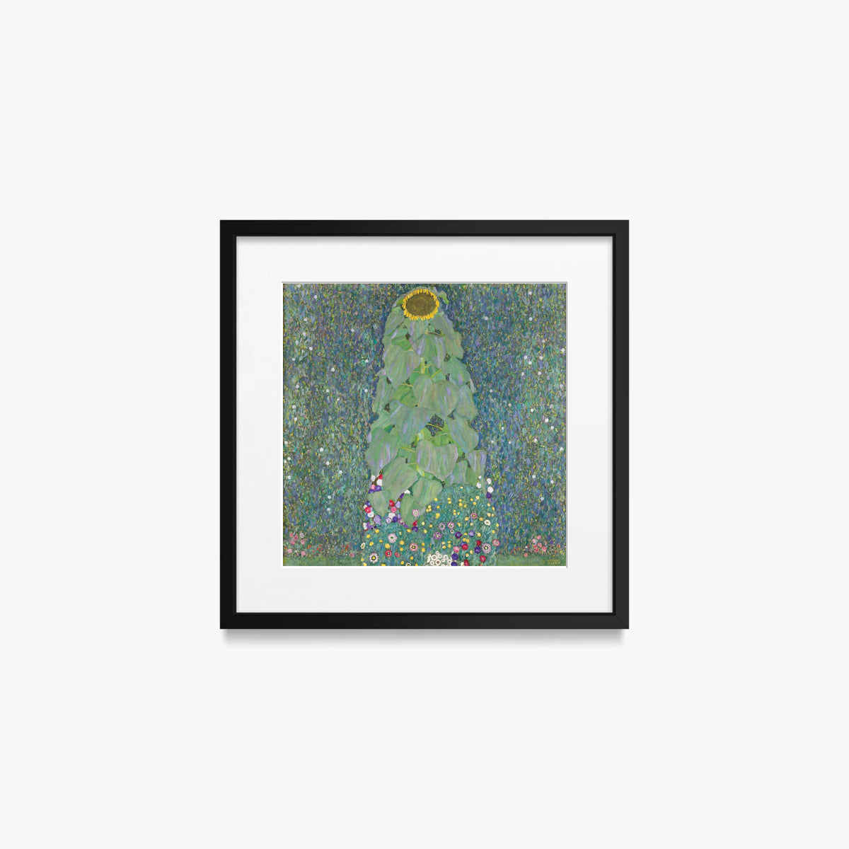 Il Girasole - Gustav Klimt, opera di Gustav Klimt (Secessione Viennese), stampa con passepartout e cornice nera, 40x40cm