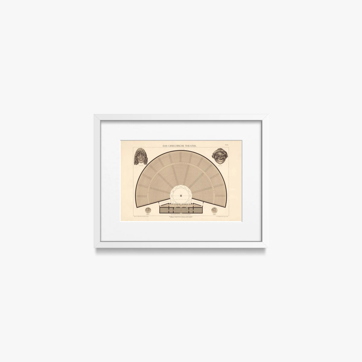 Il Teatro Greco - A. Pichler's Witwe & Sohn, opera di A. Pichler's Witwe & Sohn (Classici), stampa con passepartout e cornice bianca, 40x30cm