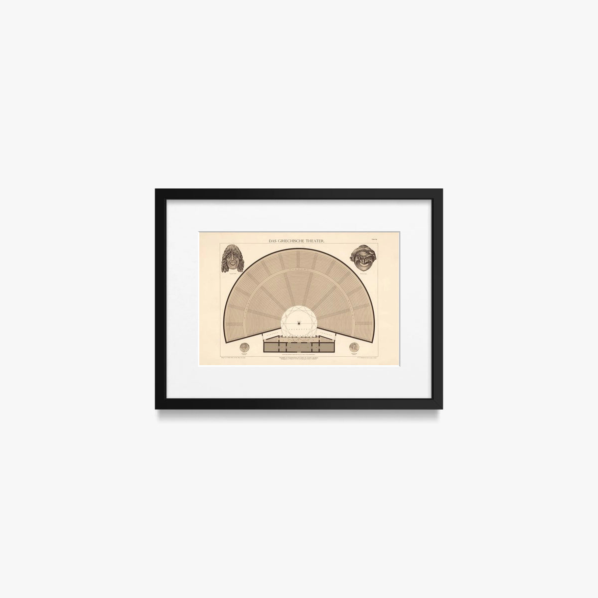 Il Teatro Greco - A. Pichler's Witwe & Sohn, opera di A. Pichler's Witwe & Sohn (Classici), stampa con passepartout e cornice nera, 40x30cm