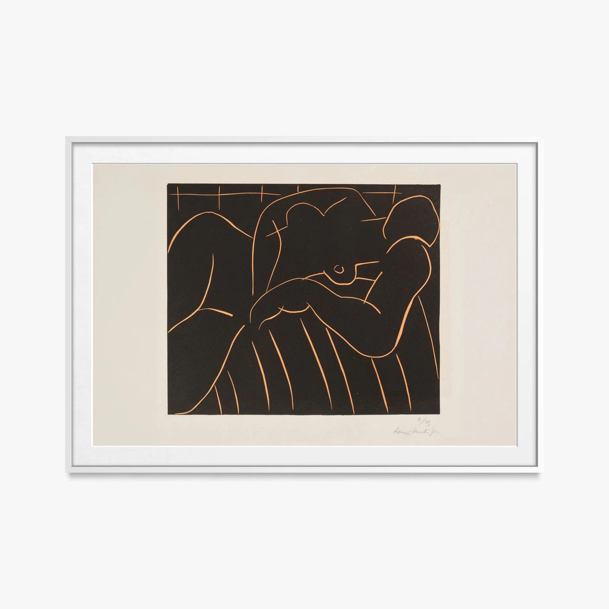 La Siesta - Henri Matisse, opera di Henri Matisse (Art Déco), stampa con passepartout e cornice bianca, 115x80cm