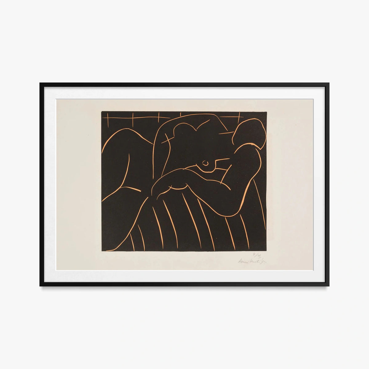 La Siesta - Henri Matisse, opera di Henri Matisse (Art Déco), stampa con passepartout e cornice nera, 115x80cm