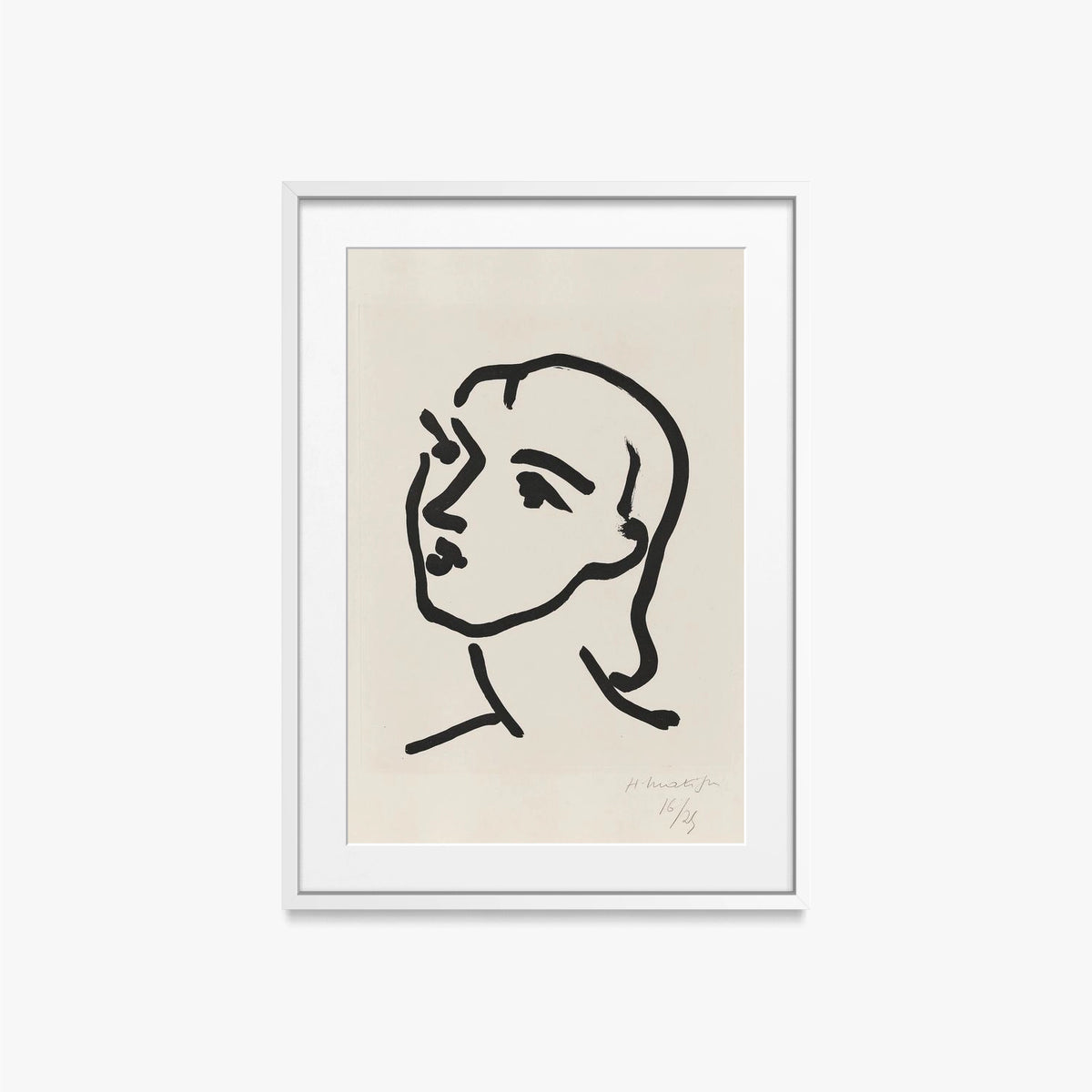 Nadia dai Capelli Lisci - Henri Matisse, opera di Henri Matisse (Art Déco), stampa con passepartout e cornice bianca, 50x70cm