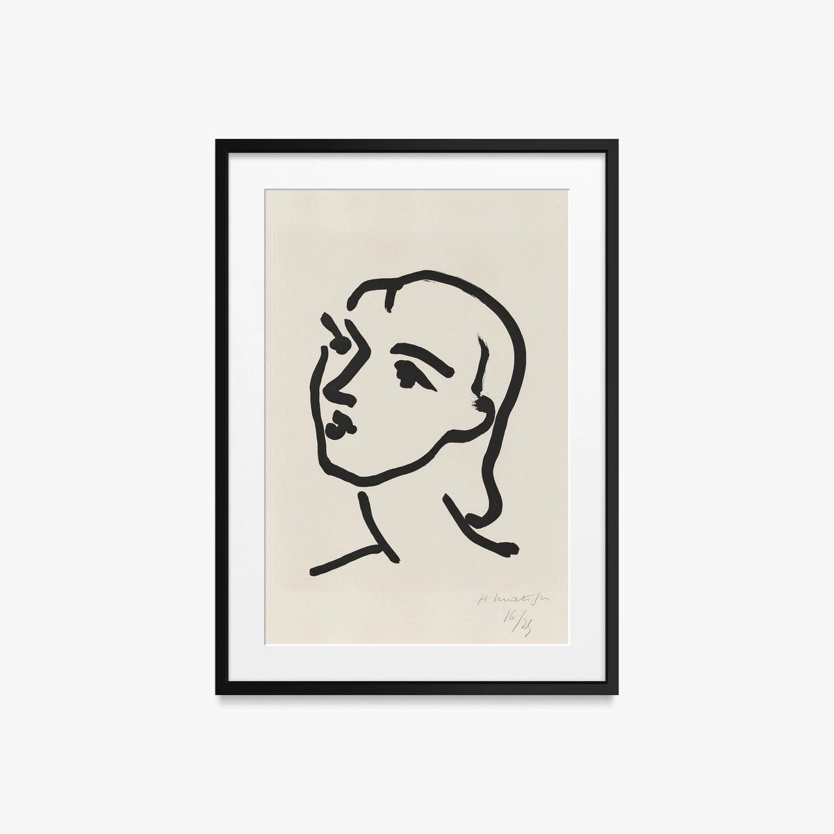 Nadia dai Capelli Lisci - Henri Matisse, opera di Henri Matisse (Art Déco), stampa con passepartout e cornice nera, 50x70cm