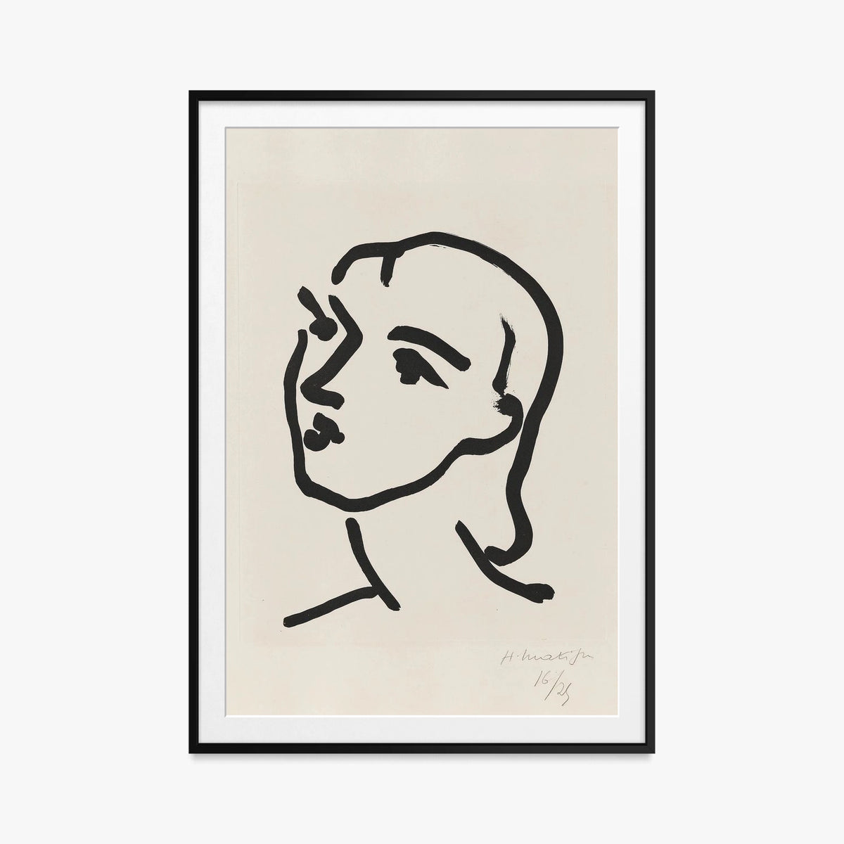 Nadia dai Capelli Lisci - Henri Matisse, opera di Henri Matisse (Art Déco), stampa con passepartout e cornice nera, 80x115cm