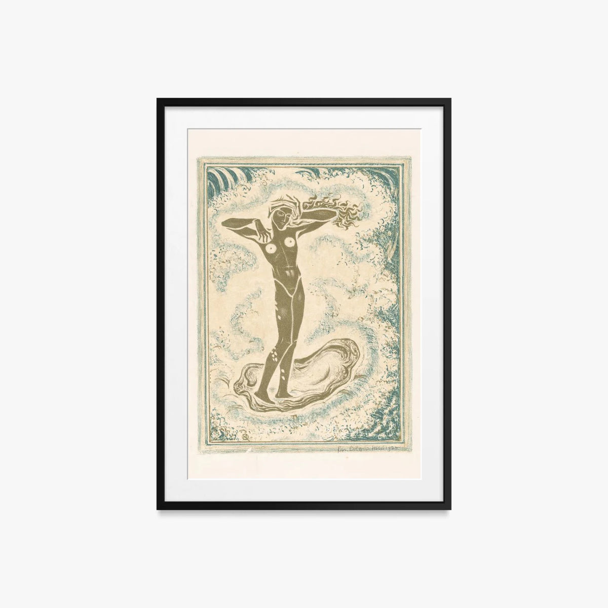 Nascita di Venere - Richard Nicolaüs Roland Holst, opera di Richard Nicolaüs Roland Holst (Art Nouveau), stampa con passepartout e cornice nera, 60x85cm