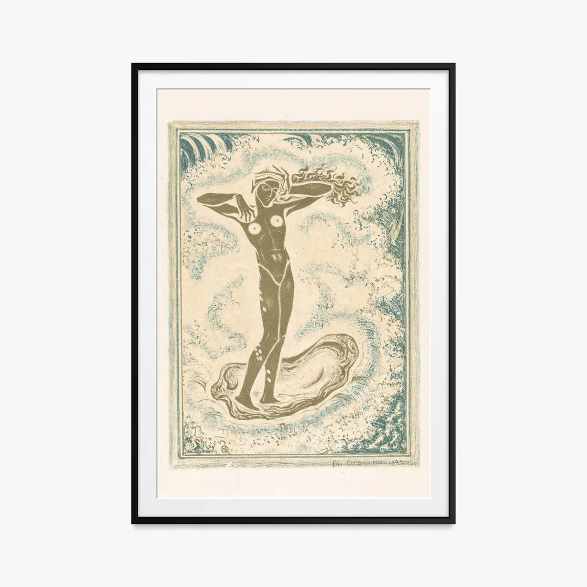 Nascita di Venere - Richard Nicolaüs Roland Holst, opera di Richard Nicolaüs Roland Holst (Art Nouveau), stampa con passepartout e cornice nera, 80x115cm