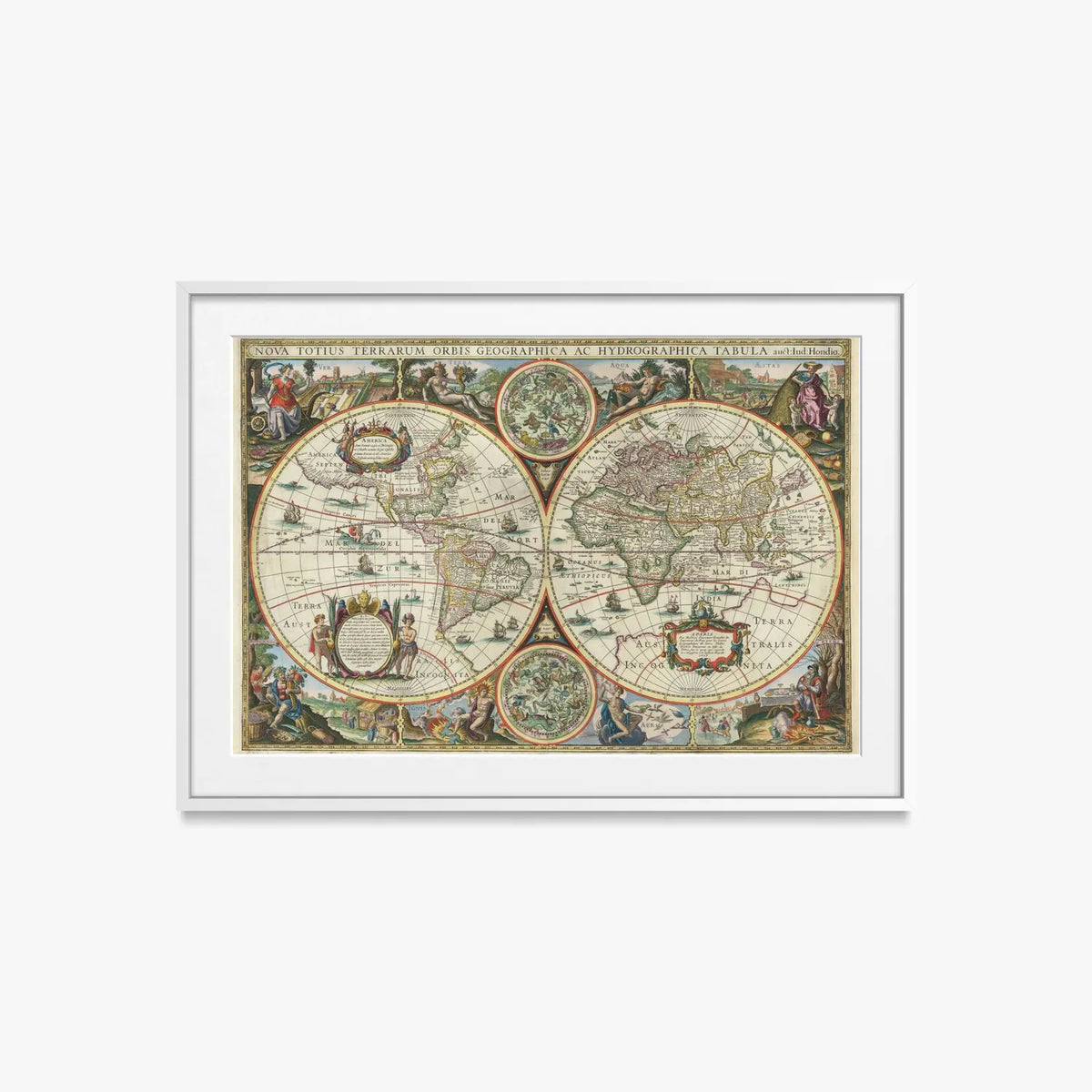 Nova Totius Terrarum Orbis Tabula - Melchior Tavernier II, opera di Melchior Tavernier II (Illustrazione), stampa con passepartout e cornice bianca, 85x60cm
