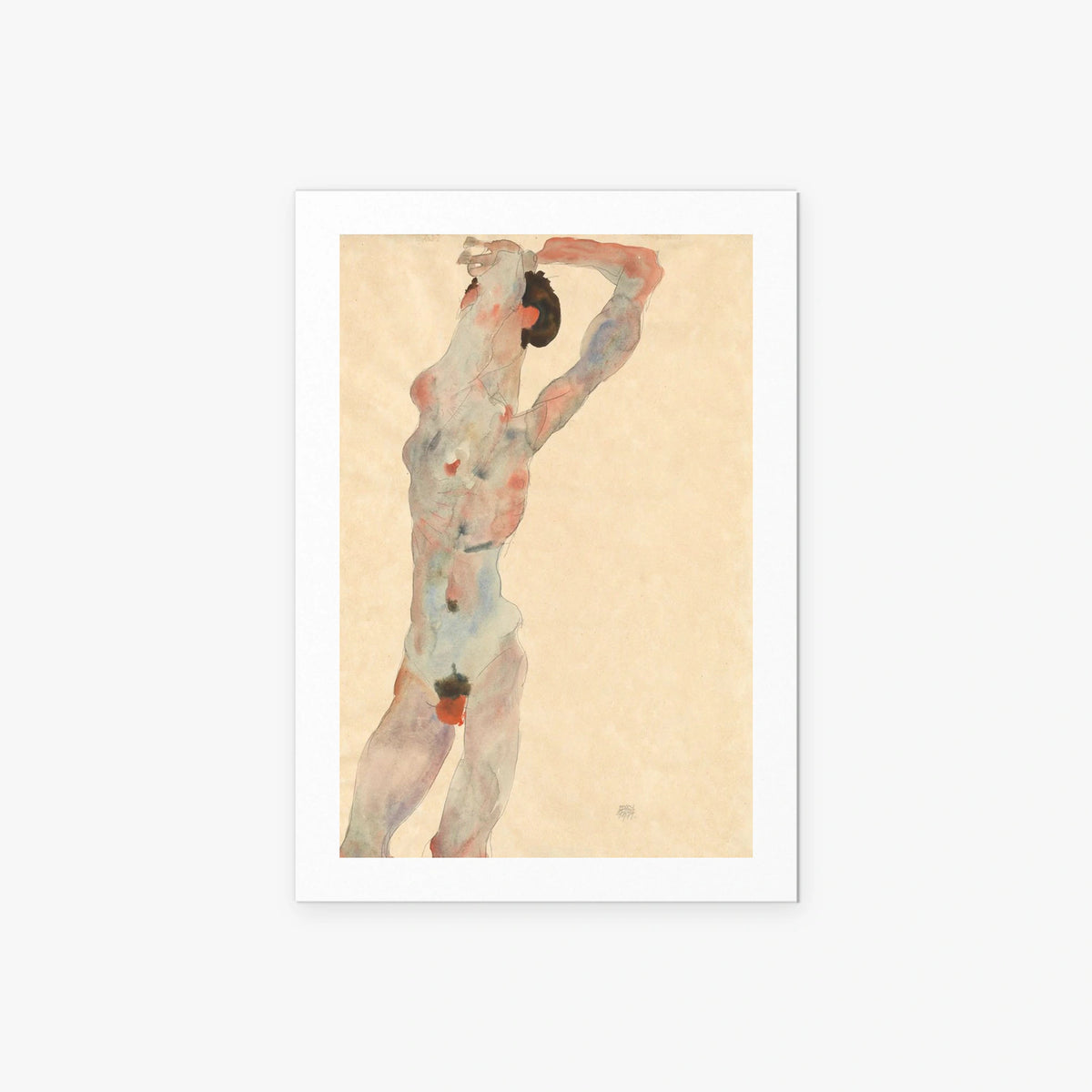 Nudo Maschile - Egon Schiele, opera di Egon Schiele (Espressionismo), stampa artistica su carta, 60x85cm