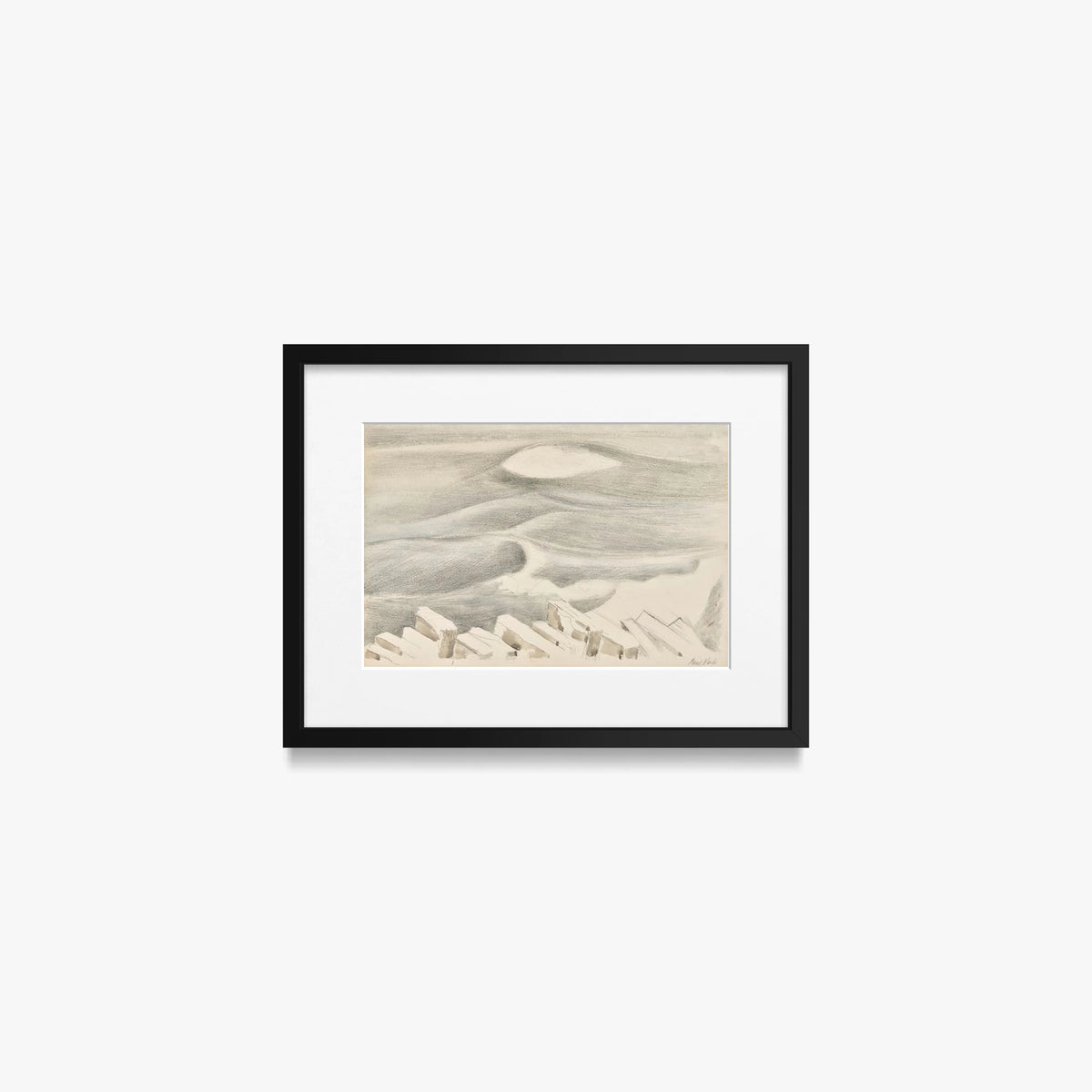 Onde - Paul Nash, opera di Paul Nash (Surrealismo), stampa con passepartout e cornice nera, 40x30cm