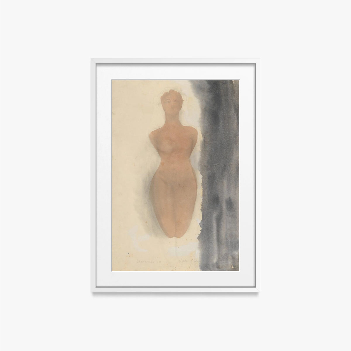 Origine del Vaso Greco - Auguste Rodin, opera di Auguste Rodin (Classici), stampa con passepartout e cornice bianca, 50x70cm
