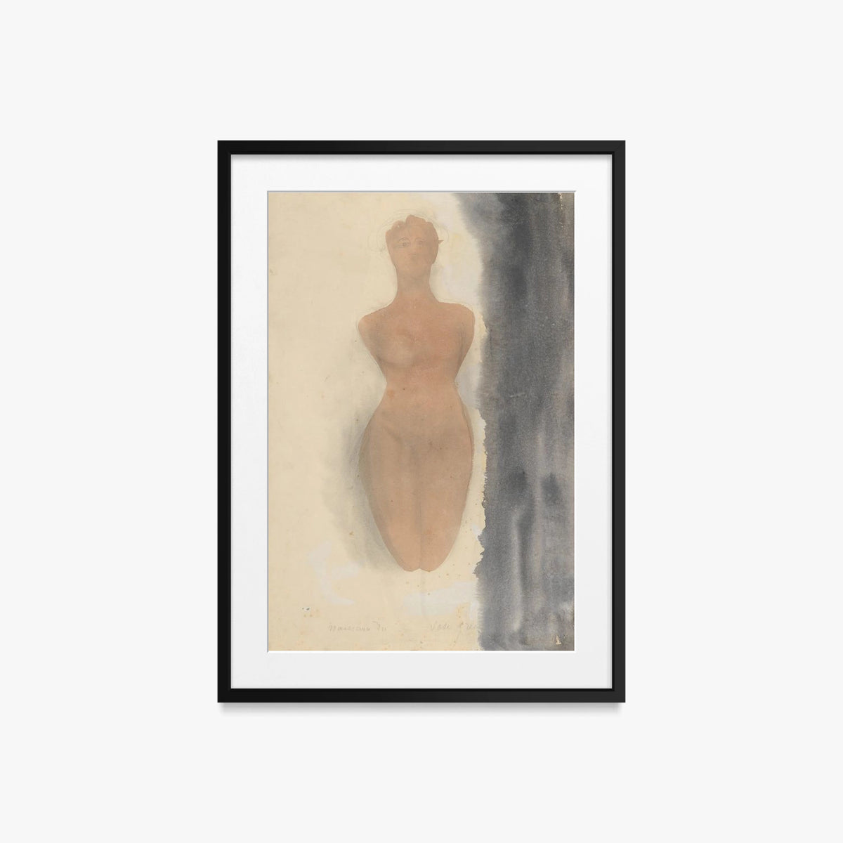 Origine del Vaso Greco - Auguste Rodin, opera di Auguste Rodin (Classici), stampa con passepartout e cornice nera, 50x70cm