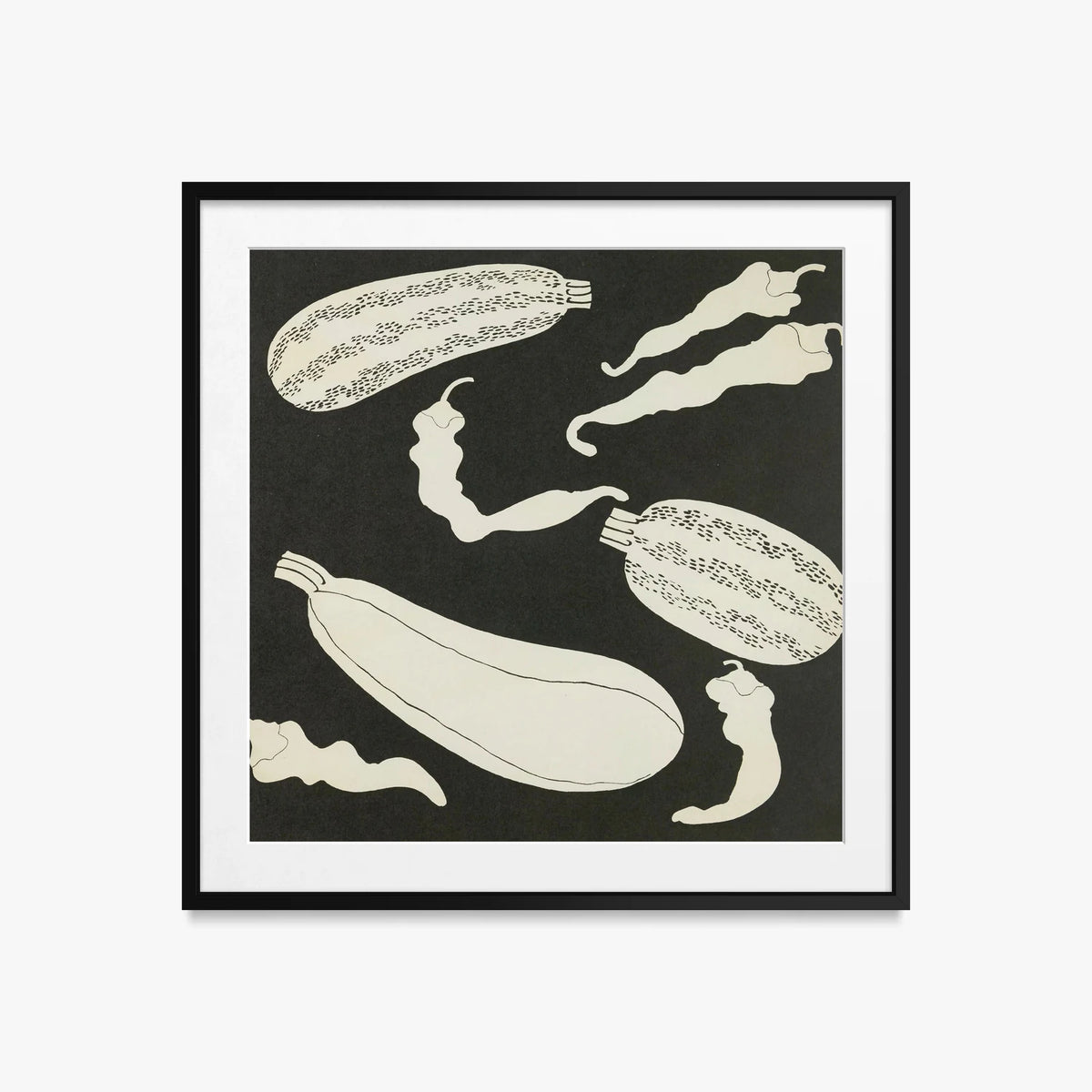 Ortaggi, Tav. 10 - Elena Pavlovna Gertik, opera di Elena Pavlovna Gertik (Illustrazione), stampa con passepartout e cornice nera, 50x50cm