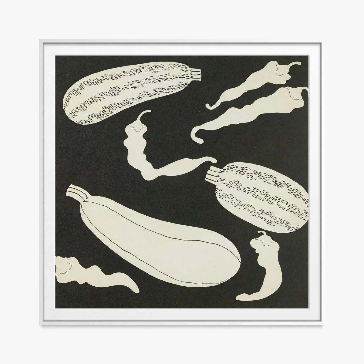 Ortaggi, Tav. 10 - Elena Pavlovna Gertik, opera di Elena Pavlovna Gertik (Illustrazione), stampa con passepartout e cornice bianca, 80x80cm