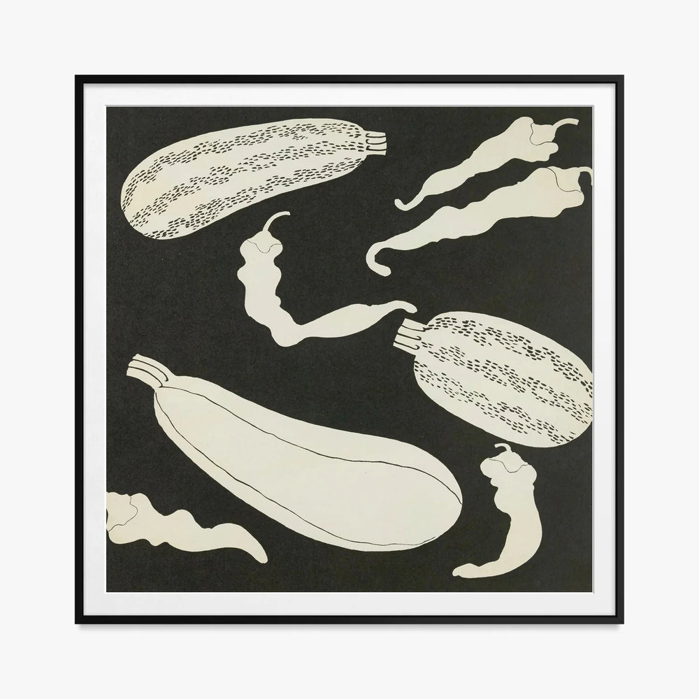 Ortaggi, Tav. 10 - Elena Pavlovna Gertik, opera di Elena Pavlovna Gertik (Illustrazione), stampa con passepartout e cornice nera, 80x80cm