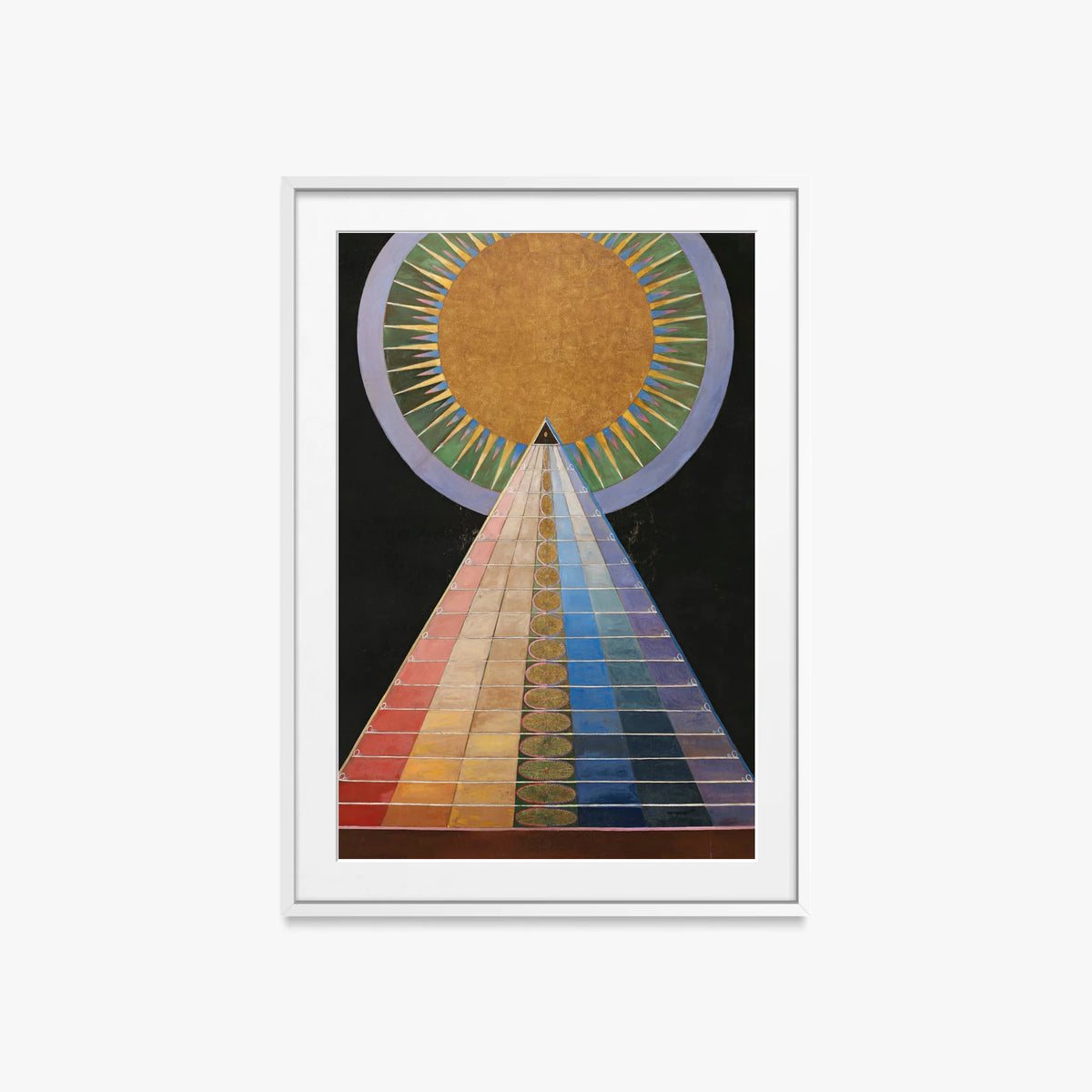 Pala d'Altare n. 1, Gruppo X - Hilma af Klint, opera di Hilma af Klint (Astrattismo), stampa con passepartout e cornice bianca, 60x85cm