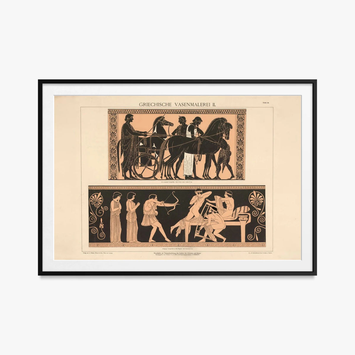 Pittura Vascolare Greca II - A. Pichler's Witwe & Sohn, opera di A. Pichler's Witwe & Sohn (Classici), stampa con passepartout e cornice nera, 115x80cm