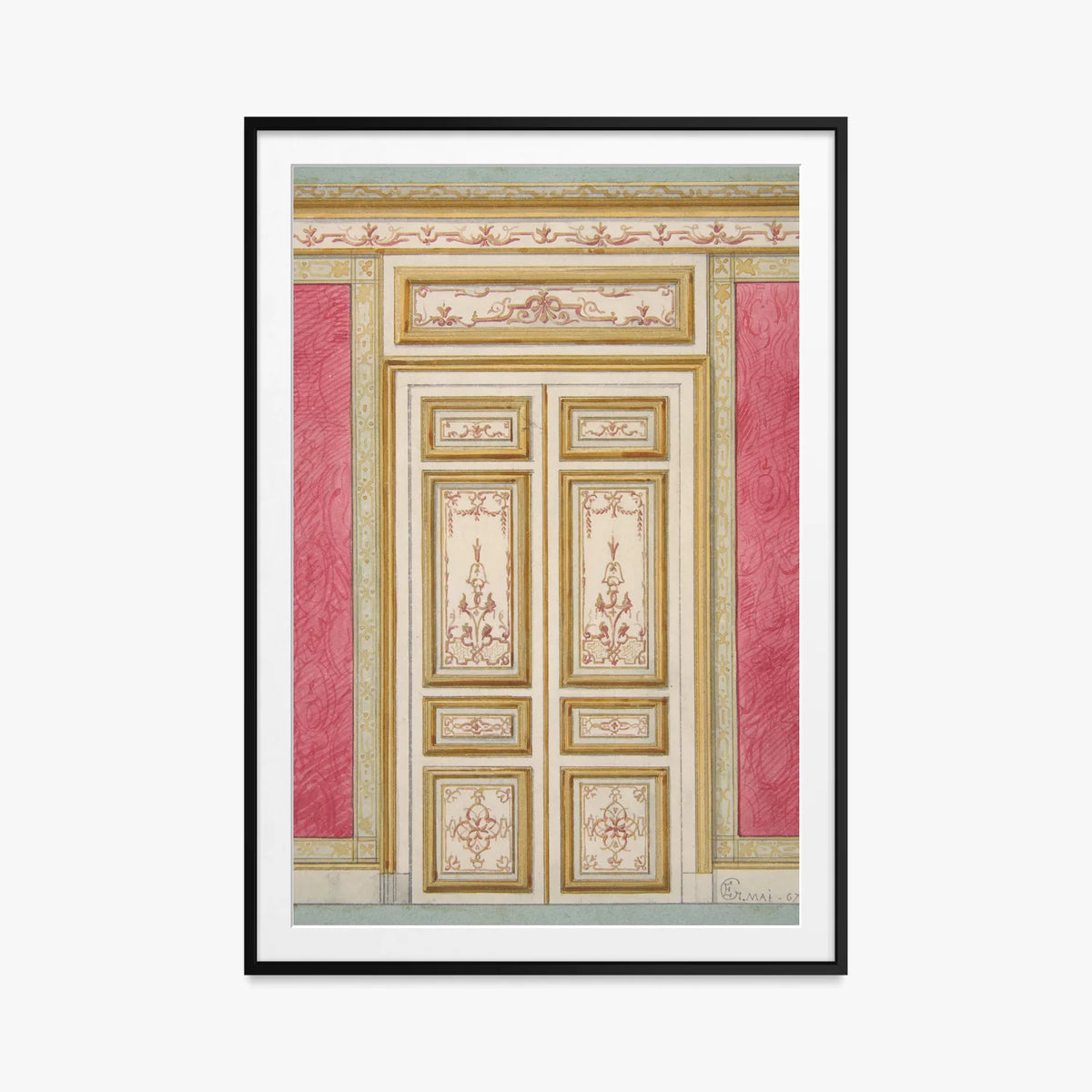 Porta Doppia in Stile Rococò - Jules-Edmond-Charles Lachaise, opera di Jules-Edmond-Charles Lachaise (Classici), stampa con passepartout e cornice nera, 80x115cm