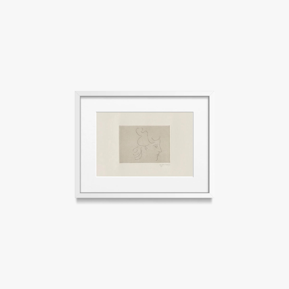 Profilo di Fanciulla Pettinata alla Greca - Henri Matisse, opera di Henri Matisse (Art Déco), stampa con passepartout e cornice bianca, 40x30cm