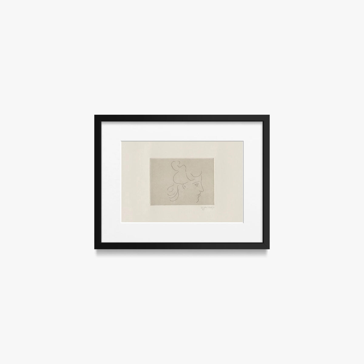 Profilo di Fanciulla Pettinata alla Greca - Henri Matisse, opera di Henri Matisse (Art Déco), stampa con passepartout e cornice nera, 40x30cm