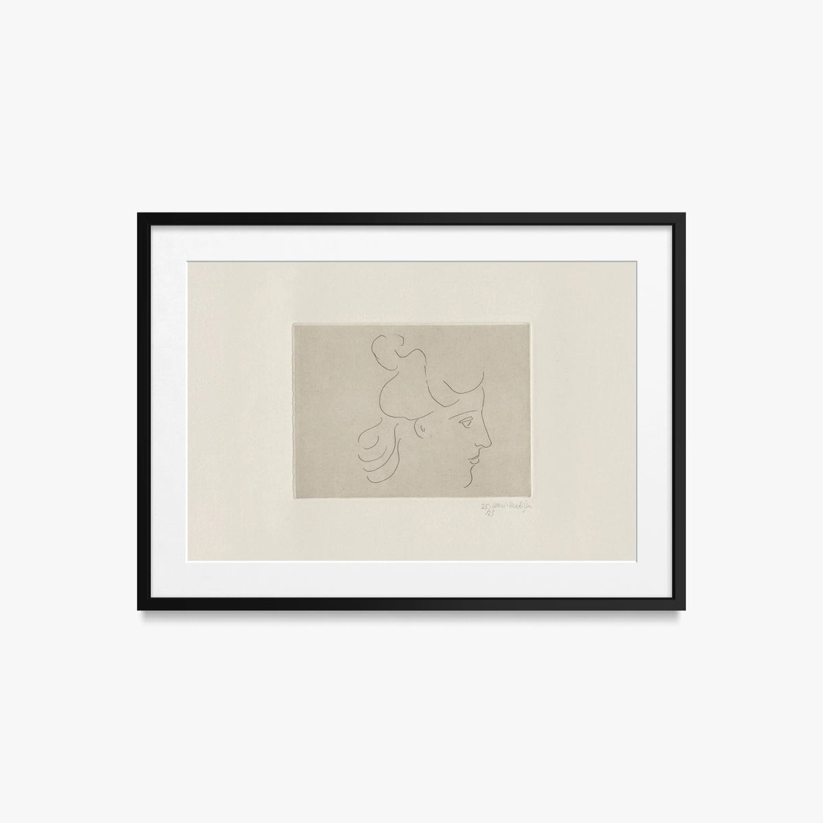 Profilo di Fanciulla Pettinata alla Greca - Henri Matisse, opera di Henri Matisse (Art Déco), stampa con passepartout e cornice nera, 70x50cm