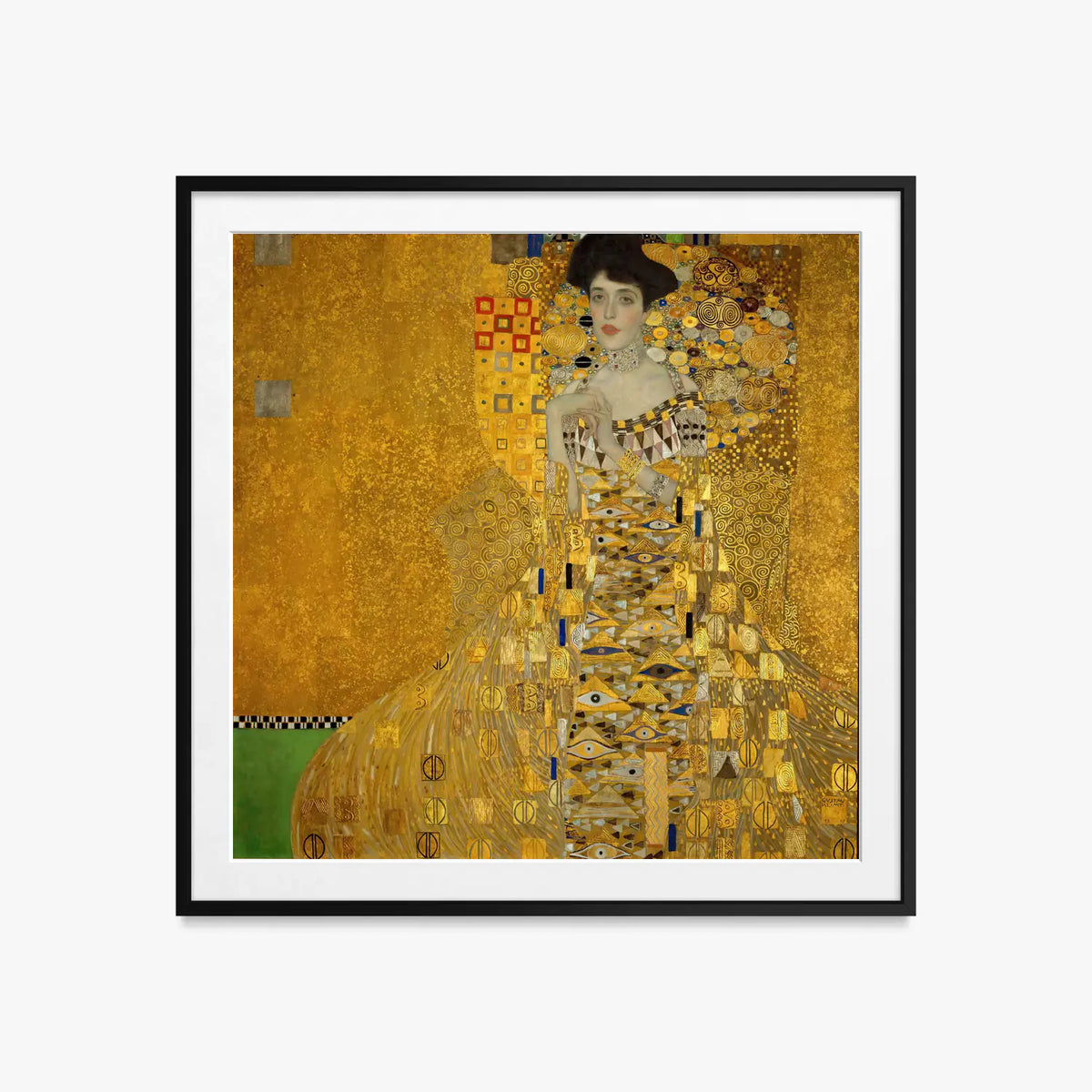 Ritratto di Adele Bloch-Bauer I - Gustav Klimt, opera di Gustav Klimt (Secessione Viennese), stampa con passepartout e cornice nera, 60x60cm