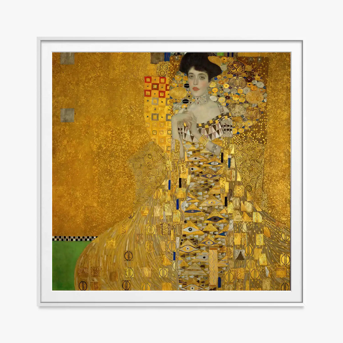 Ritratto di Adele Bloch-Bauer I - Gustav Klimt, opera di Gustav Klimt (Secessione Viennese), stampa con passepartout e cornice bianca, 80x80cm