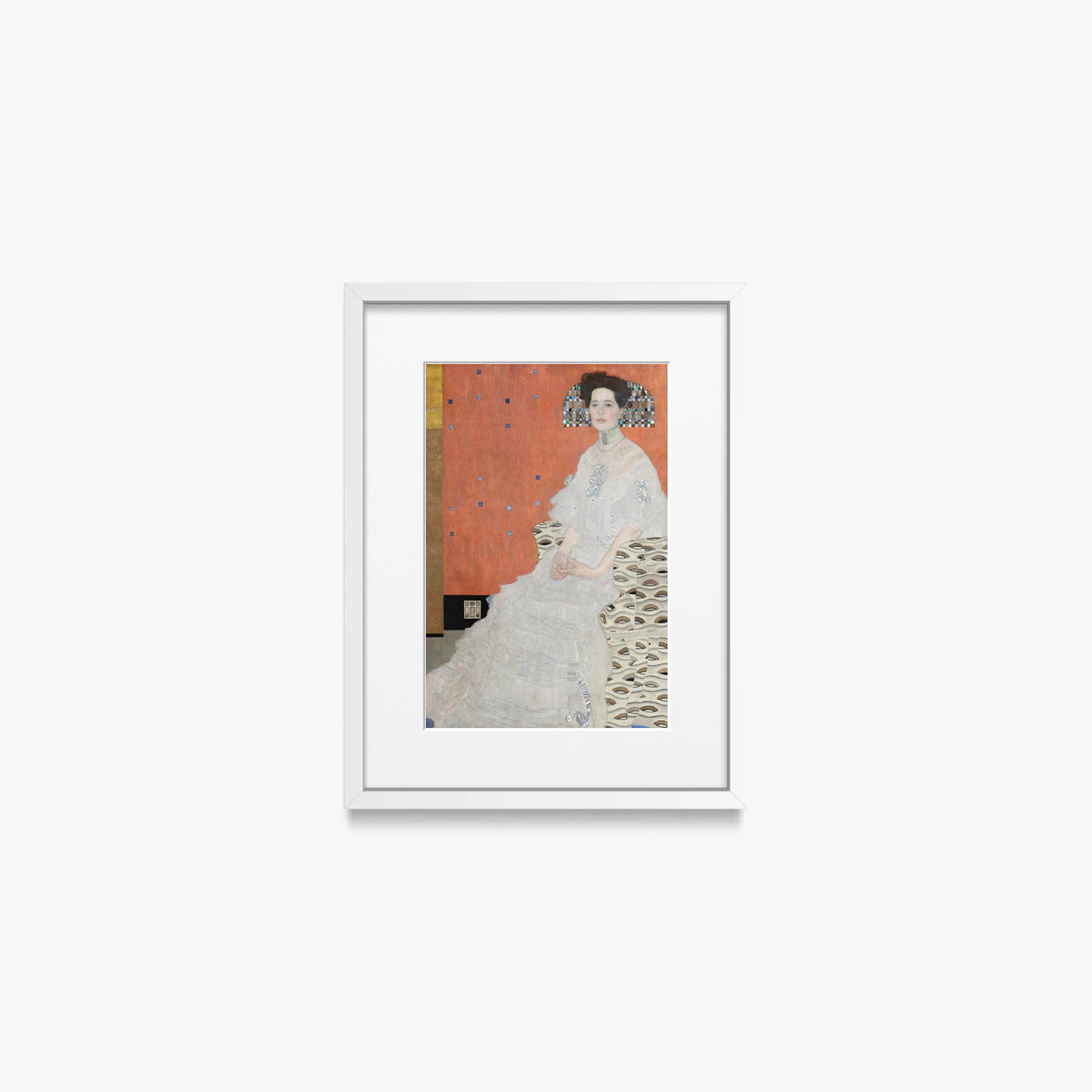 Ritratto di Fritza Riedler - Gustav Klimt, opera di Gustav Klimt (Secessione Viennese), stampa con passepartout e cornice bianca, 30x40cm