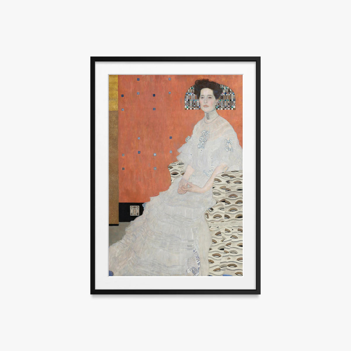 Ritratto di Fritza Riedler - Gustav Klimt, opera di Gustav Klimt (Secessione Viennese), stampa con passepartout e cornice nera, 60x85cm