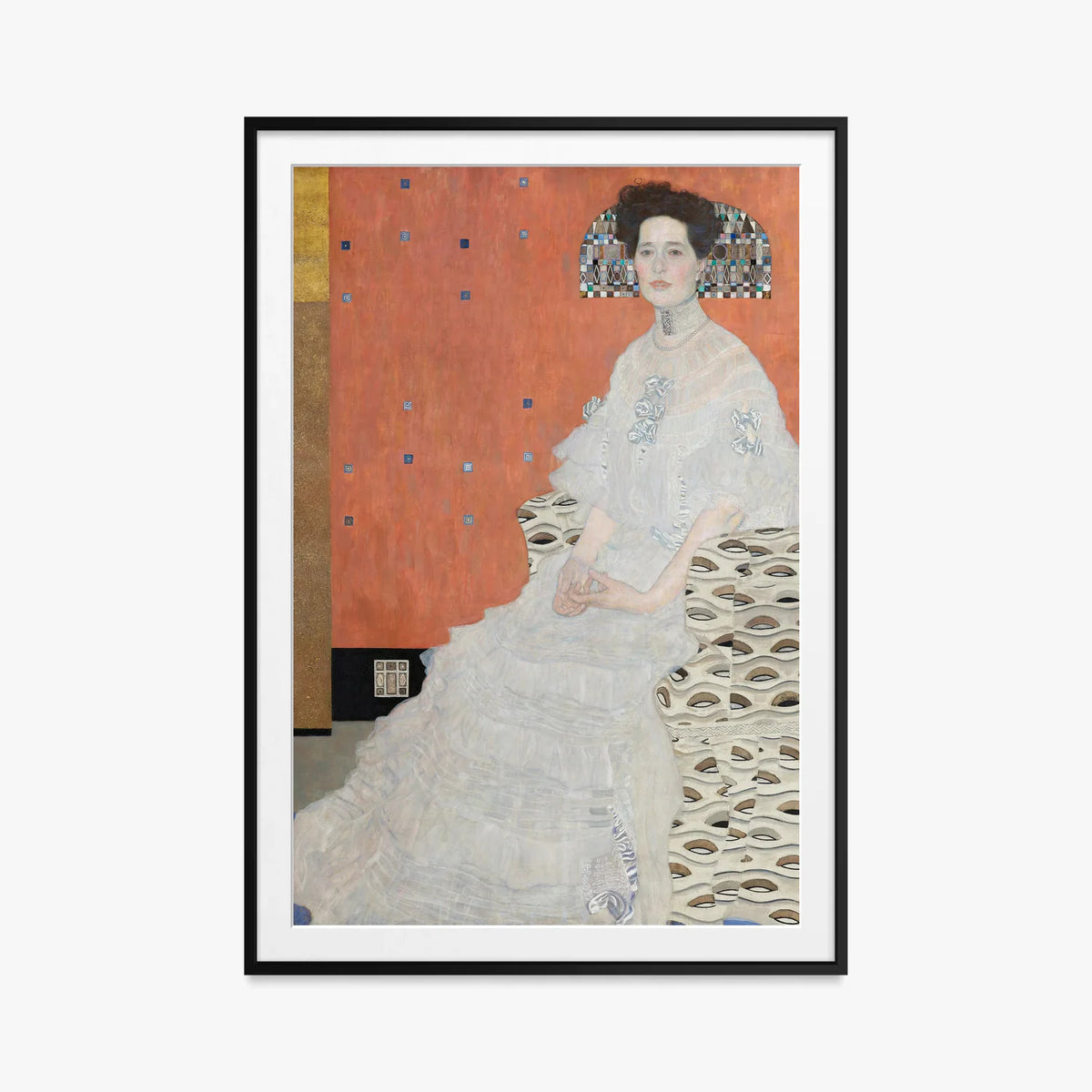 Ritratto di Fritza Riedler - Gustav Klimt, opera di Gustav Klimt (Secessione Viennese), stampa con passepartout e cornice nera, 80x115cm