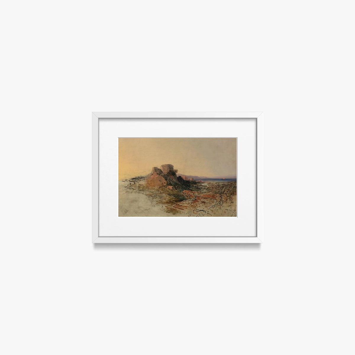 Rovine di Tempio Greco - Adalbert Stifter, opera di Adalbert Stifter (Classici), stampa con passepartout e cornice bianca, 40x30cm