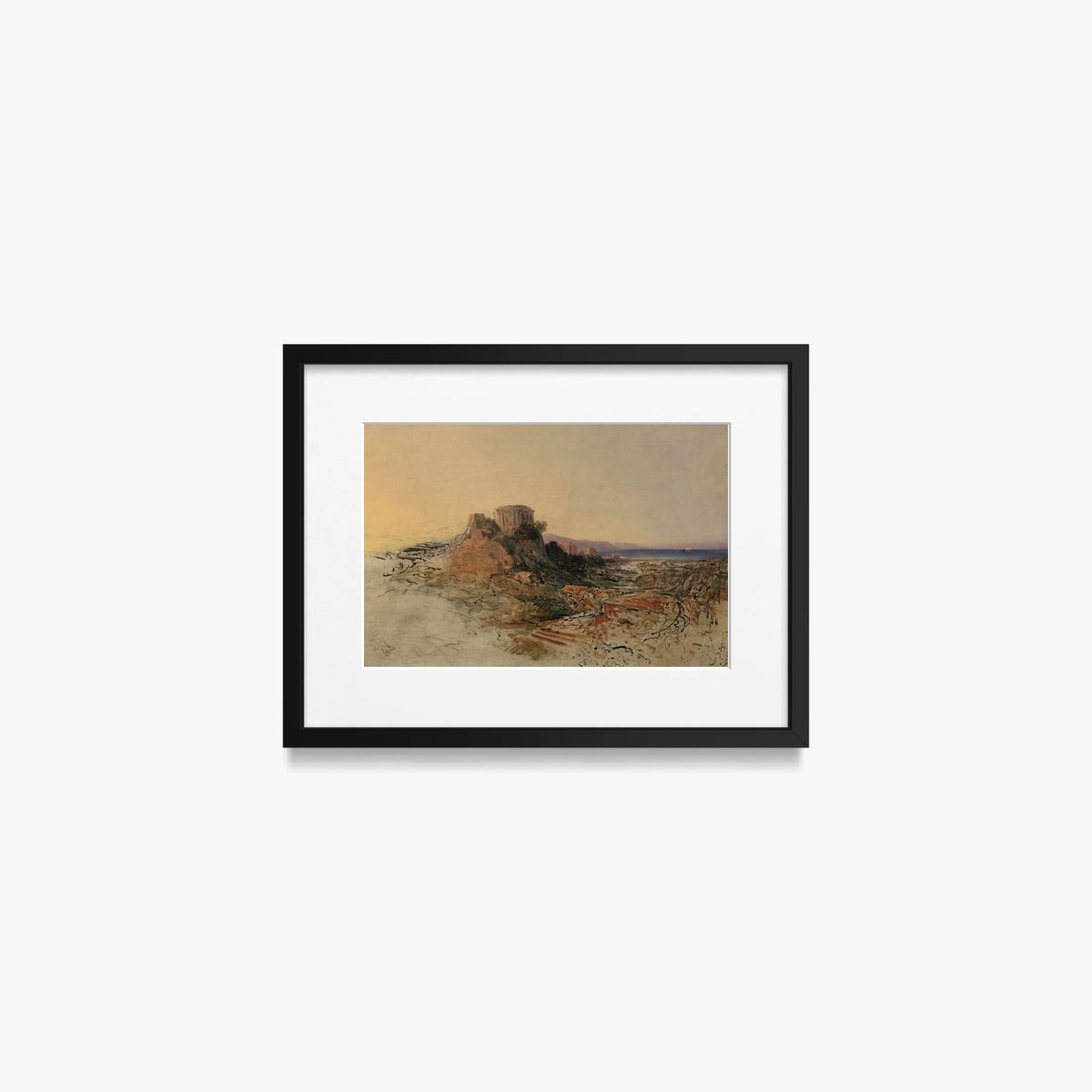 Rovine di Tempio Greco - Adalbert Stifter, opera di Adalbert Stifter (Classici), stampa con passepartout e cornice nera, 40x30cm