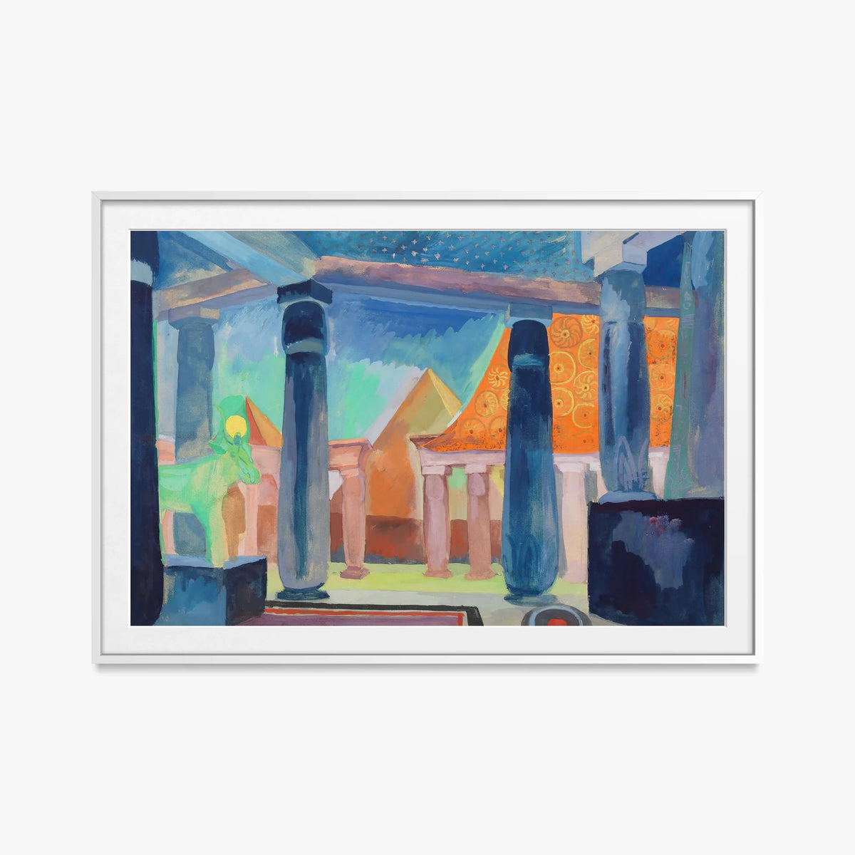 Scenografia per l'Oggetto Cleopatra - Robert Delaunay, opera di Robert Delaunay (Art Déco), stampa con passepartout e cornice bianca, 115x80cm