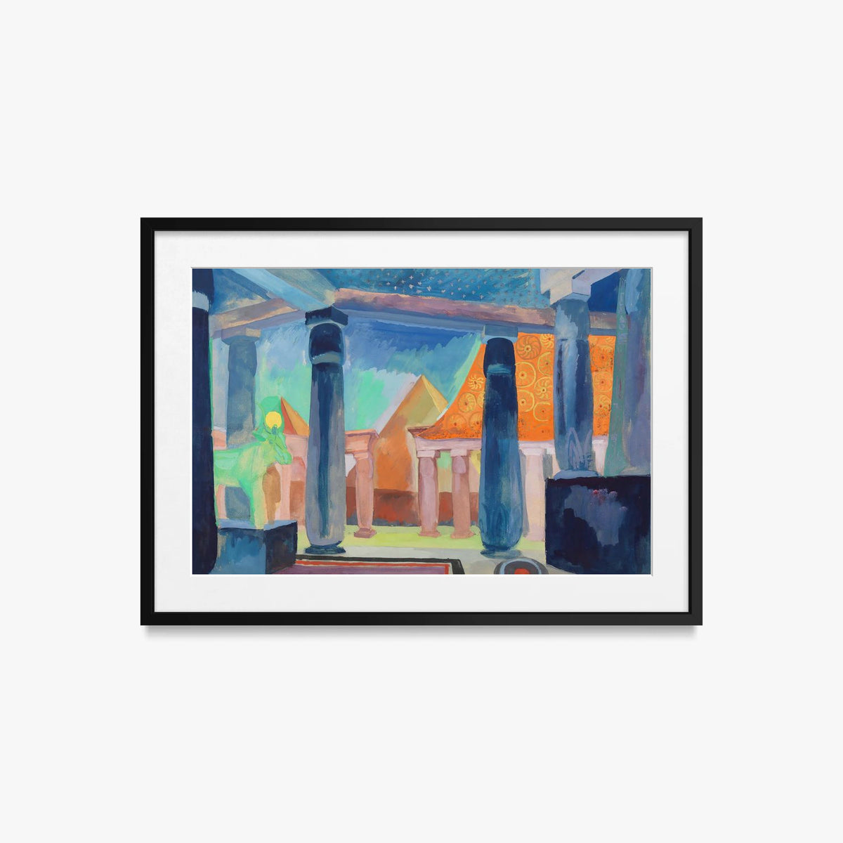 Scenografia per l'Oggetto Cleopatra - Robert Delaunay, opera di Robert Delaunay (Art Déco), stampa con passepartout e cornice nera, 70x50cm