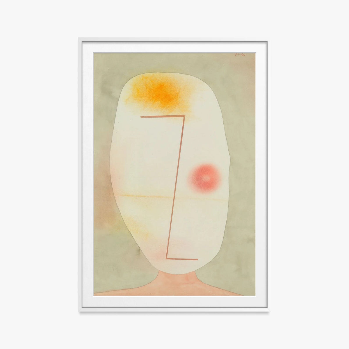 Senza Titolo, Testa - Paul Klee, opera di Paul Klee (Avanguardie), stampa con passepartout e cornice bianca, 80x115cm